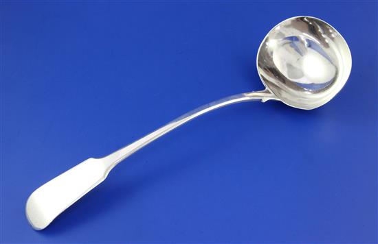 A late George III silver fiddle pattern soup ladle, 7.5 oz.